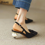 Women's Sandals New Retro Women Pumps Spring Summer Butterfly-Knot High Heels Basic Casual Square Toe Shoes Woman Strange