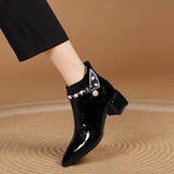 Women's Boots Spring Autumn Short Ankle Boots High Heels Female Fashion Leather Bottes Waterproof Shoes Side Zippers