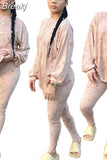 Casual Print Tracksuits Women Round Neck Long Sleeve Pullover And Jogger Pants Two Piece Sets Fall Winter 2pcs