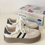 Winter New Round Toe Leather Lace Up Color Matching Plush Thermal Insulation Versatile Casual Sports Shoes Women's