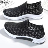 Mesh Comfortable Women Shoes Breathable Hollow Sports Walking Sneakers Casual Flat Ladies Solid Shoes