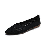 Women Pointed Toe Shallow Flat Shoes Mesh Loafers Soft Bottom Ballet Flats Classic Moccasins Knit Dress Shoes