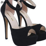 Women Sandals Sexy 14CM Super High Heels Open Toe Ankle Strap Sandals Platform Gladiator Party Dress Wedding