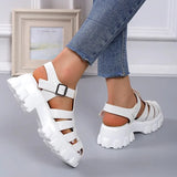 Fashion Gladiator Women Narrow Band Cross-tied Platform Square Heel Peep Toe Rome Design Sexy Mature Shoes