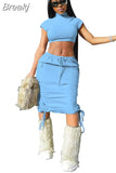Spring Camouflage Women Streetwear Women Turtleneck Shorts Crop Top And Skinny Skirts Casual Matching 2pcs Outfits