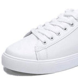 Breakj Version Of 2025 Leather Small White Shoes Four Seasons Single Shoes New Basic Female Students Flat Bottom Lace Sports Plate