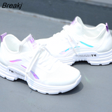 Mesh Vulcanize Shoes Women Breathable Sneakers Hollow Student Flat White Tennis Female Round Head Spring Fashion