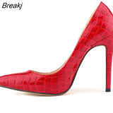 Classic Sexy Pointed Toe High Heels Women Pumps Shoes Crocodile Spring Brand Wedding Big Size