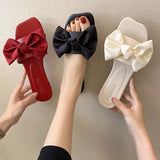 Style One-Word Flip-Flops 2024 New Women Wear Flat-Bottomed Sandals In Summer Fashion Bows And Semi-Slippers