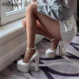 Heels Women Pumps Elegant Patent Leather Office Lady Shoes Luxury Brand High-heeled Female Platform Shoes Summer 2023