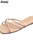 Slippers Women Summer Shoes Casual Flat Bottom Sandals Flip Flops Candy Color Indoor Outdoor Beach Slides Cross