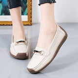 Size 44 Women Flats Genuine Leather Slip on Women's Loafers Spring and Autumn Moccasins Mother Shoes Casual Shoes for