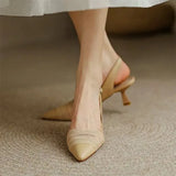 2023 Transparent Sandals for Woman with Medium Heels Footwear Lace Closed Women's Shoes Pointed Toe Clear The Best F