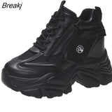 Women 2023 Spring Autumn New Mesh Thick Sole Wedge Casual Platform Sneakers Round Head Fashion Breathable Lace-up Running
