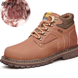 Leather Autumn Winter Boots 2022 Men Winter Shoes Warm Plush for Cold Winter Military Boots Ankle Botas Men's Boots