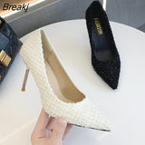 2022 New Korean Version Of High Heels 9 CM Women All-match Pointed Shallow Stiletto Black White Single Shoes Women