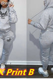 Two Piece Set Women Hooded Sweatsuits Fashion Pink Letter Leopard Print Tracksuit Casual Female Outfits Streetwear