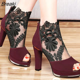 Summer Mesh Peep Toe Sandals Sexy Heels Single Shoes Women In Europe America 2020 Spring Summer Pumps Gauze Mujer