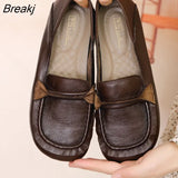 Women Loafers Spring Genuine Leather Comfort Flat Mother Shoes Slip-On Footwear Fashion Female Footwear Zapatos De