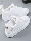 Spring Autumn Fashion Women Running Shoes White Breathable Embroidered Flower Lace-Up Casual Sneakers Zapatos De