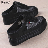 Women's Summer Shoes Platform Sports Mesh White Student Outdoor Casual Breathable Slippers Woman Mules Fashion Wedge Heels