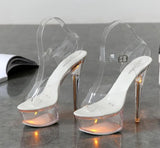 Up Glowing Shoes Woman Luminous Clear Sandals Women Platform Shoes Clear High Heel Transparent Stripper Wedding