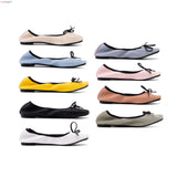 Leather Shoes Women Casual Ballet Flats 2023 Spring Autumn Lace Up Bow Comfortable Square Toe Wholesale Shoes Size