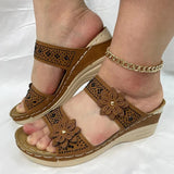 Crystal Thick Sole Slippers for Women Summer Flower Wedges Sandals Woman 2023 Non Slip Beach Shoes Ladies Plus Size