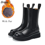 Luxury Chelsea Boots Women Ankle Boots Chunky Winter Shoes Platform Ankle Boots Slip on Chunky Heel BV Boot Brand