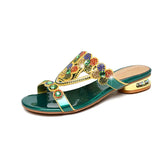 For Women Wearing High-Heeled Slippers In The Summer Of 2024, The New Medium-Heeled Sandals, Crystal Thick Heels, Diamond Sandals And