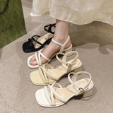 Women's Sandals Summer Footwear High Heels Luxury Designer Shoes Block Heel Low and Elegant Casual Medium Dresses on Offer