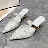Pointed Toe Mules Fashion Women Slippers Casual Women's Shoes Women High Heels Elegant Ladies Outdoor