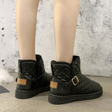Woman Boots Non-Slip Snow Boots Women Raise The Bottom Warm with Velvet Short Lattice Luxury Designer Beige Black