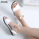 Summer 2023 Women Beaded Pearl Sandals Slippers Shoes Ladies Flats Sandals Flip Flop Casual Flat Slingback Sandals