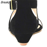 Women's Platform Wedge Sandals Simple Style Casual Pointed Toe High Heels Velvet Wedges Work Shoes 308-2