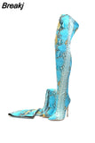 Women's Over-the-knee Boots Sexy Pointed Toe Snakeskin Botas Femininas High Heels Women's Thigh High Boots Sexy Ladeis