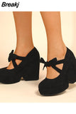 New Platform Pumps Woman Mary Janes Shoes 2023 Spring High Platform Sweet Comfy Office Lady Woman Pumps Shoes Big Size