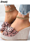 Dropship Platform Wedges Mules Sandals 2023 Summer New Floral Pattern Slide Sandals Comfy Beach Shoes Outside Slider