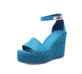 Breakj New Waterproof Platform High Heels Women Thick Platform With Grass Plus Word Fishmouth Sandal