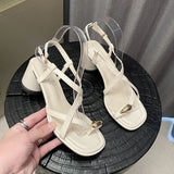 Women's summer chunky toe sandals, black, white, brown, white with temperament toe sandals for