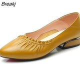 Brand Shoes Thick Heel Ladies Pumps Genuine Leather Pointed Toe Colorful Square Heels Party Handmade Shoes Women