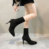 Sock Boots Knitting Stretch Boots High Heels for Women Fashion Shoes 2023 Spring Autumn Ankle Boots Female Size 42