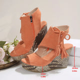 Breakj Slope Heel Sandals Women 2025 Spring And Summer Su High Heel Fish Mouth Thick-Soled Women's Shoes Loose Cake Soles