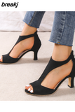 for Women 2023 New Modern Sandals Women's Sandals Sexy Party Sandals Women Zipper Heeled Sandals Open Toe Shoes