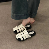 Slippers, Women Wear A Slip-on Summer 2024 New Baotou Black, Silver Woven Semi-drag Casual Sandals, Women's