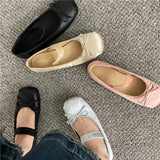 Square Head Ballet Shoes Women's Shoes 2024 New Spring Minority Evening Mary Jane Peas