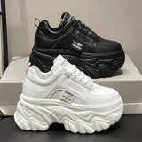 White Black Chunky Sneakers Women Spring Autumn Thick Bottom Dad Shoes Woman Fashion PU Leather Platform Sneakers