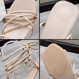 Women's square heel gladiator sandals, women's ankle cross-strap strappy sandals, women's peep-toe sexy party women