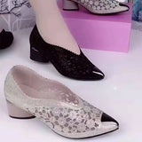 Summer Sandals Diamond Gold Sheet Single Shoes Women's Grid Hollowed-Out Lace High-Heeled Sandals 35-43 From