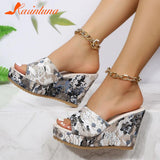 Dropship Platform Wedges Mules Sandals 2023 Summer New Floral Pattern Slide Sandals Comfy Beach Shoes Outside Slider
